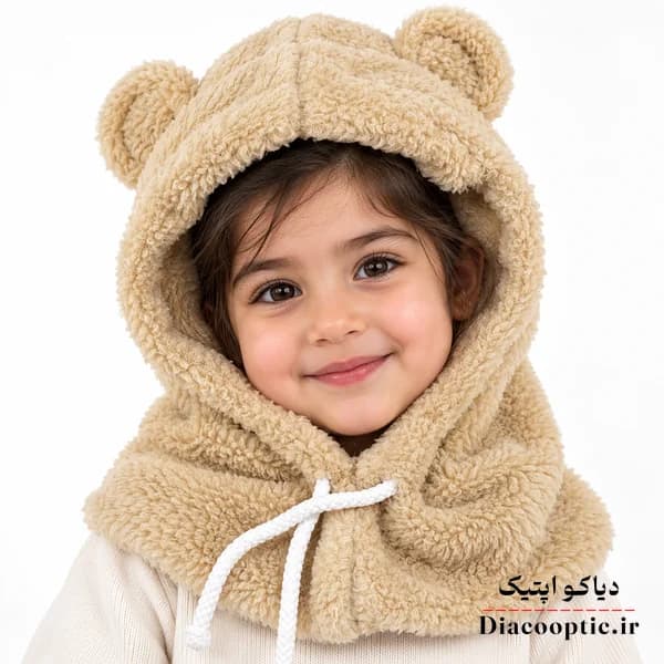 کلاه تک بچگانه خزدار عروسکی مدل نقاب دار کد 1228