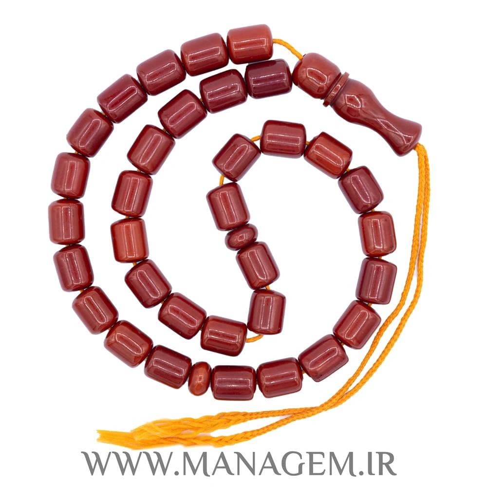 تسبیح سندلوس قرمز تراش استوانه‌ای ۳۳ عددی