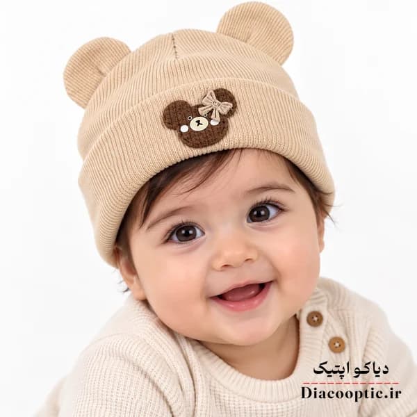 کلاه تک نوزادی خزدار تریکو کش بافت عروسکی کد 1250