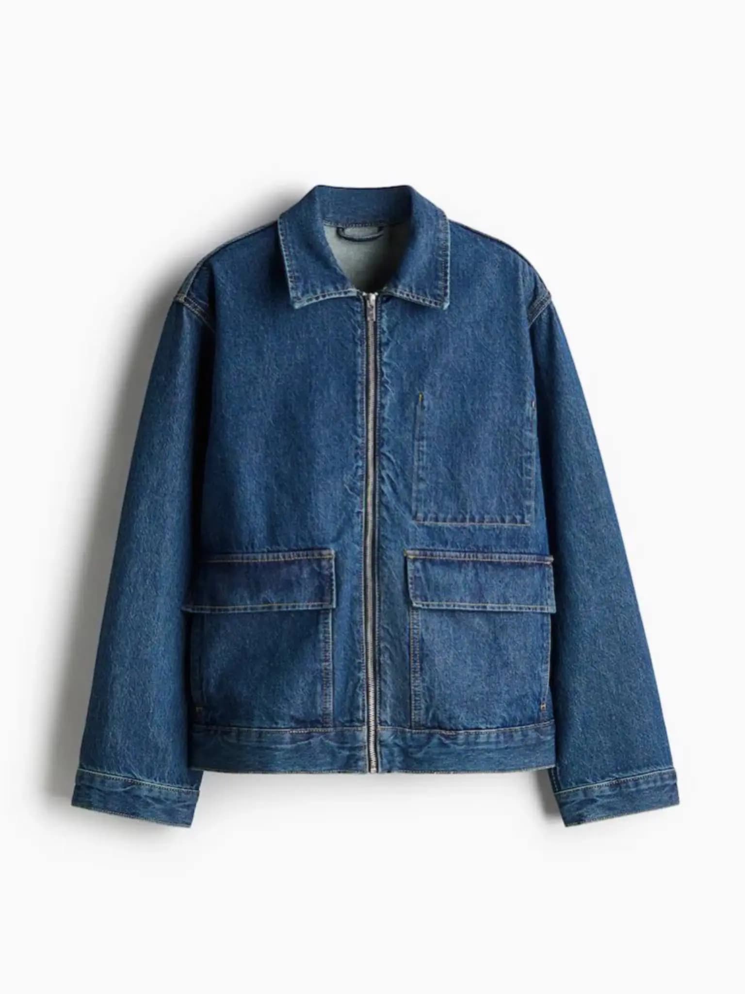 کت جین زیپ دار آبی تیره H&M