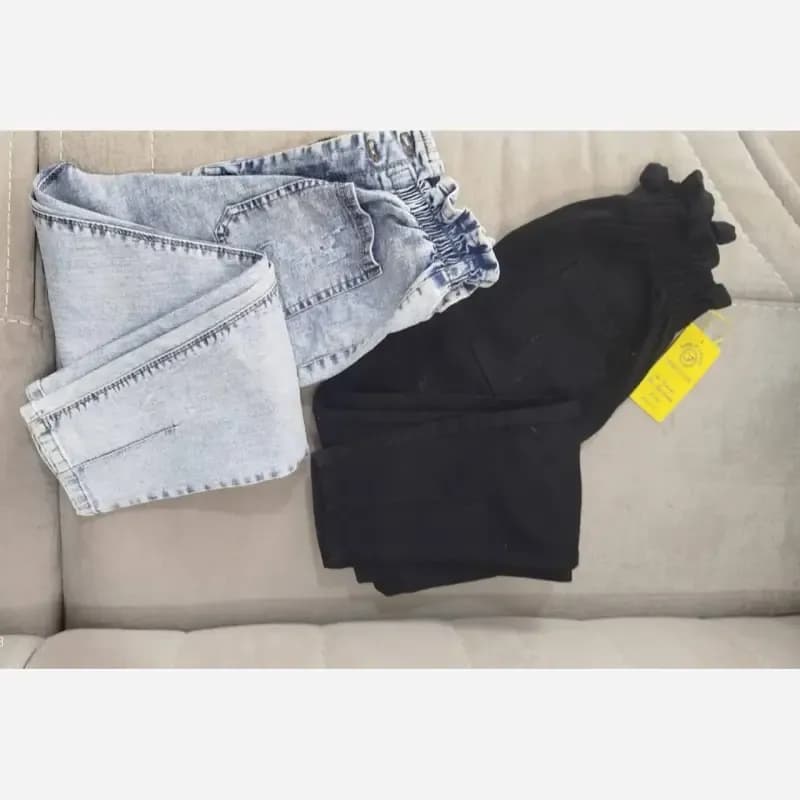 شلوار مام فیت جین کمر هویچی قد 90 رنگ برفی و مشکی سایز 38 تا 44 — تصویر ۴