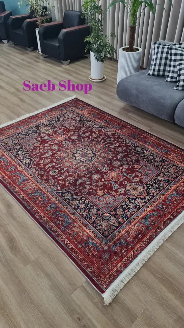 فرش لاکی تیره | فرش طرح ابریشمی صائب | کد : A157