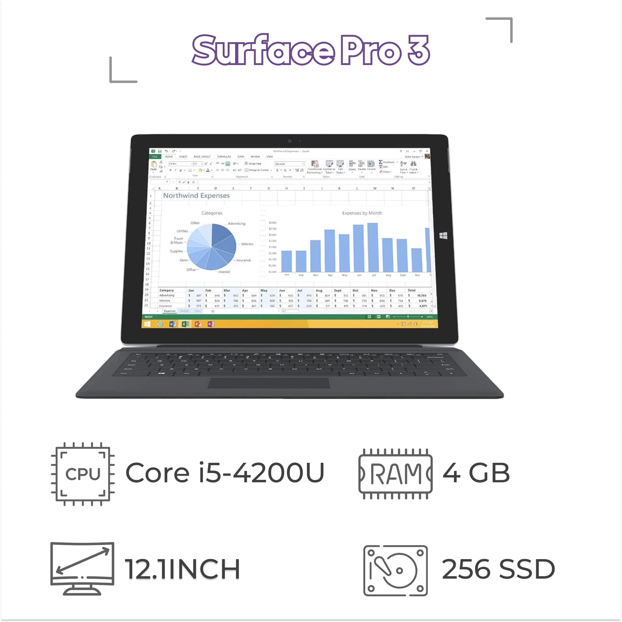 تبلت استوک سرفیس پرو مایکروسافت Surface Pro 3 پردازنده i5