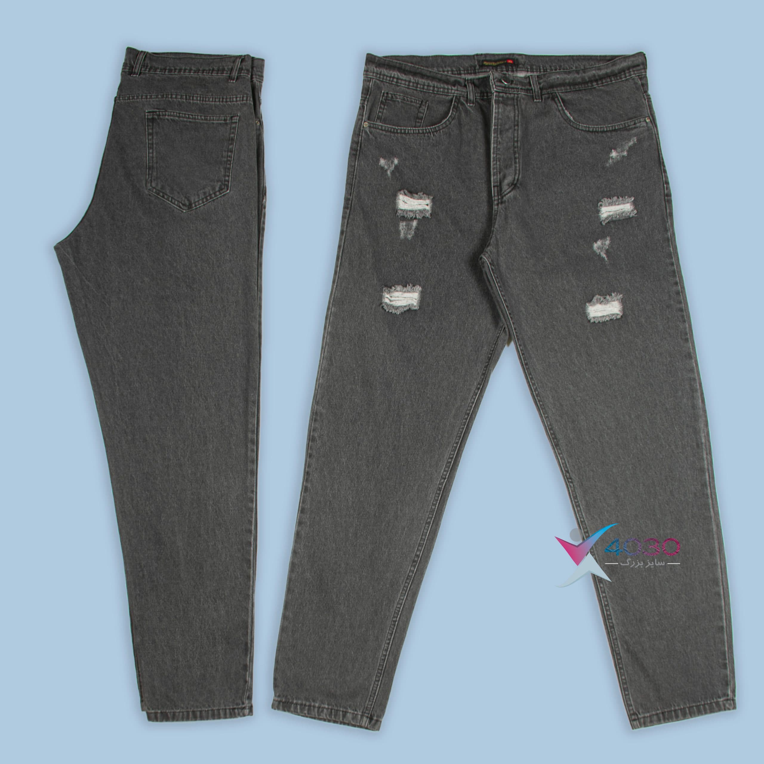 شلوار جین مام فیت زاپدار Coaly Gray سایزبزرگ ( 4342 )