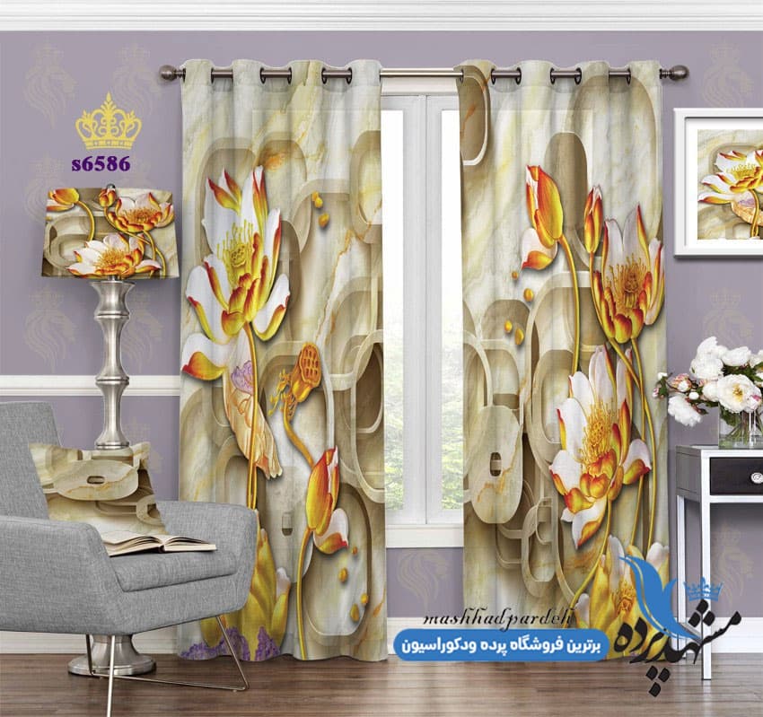 پرده پانچ طرح گل سه بعدی کد 6586-s