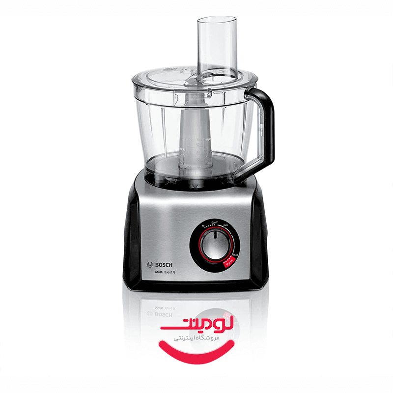 غذاساز بوش مدل MC812M853G سری MultiTalent 8 با توان ۱۲۵۰ وات، ظرفیت ۲.۴ لیتر، خردکن و لوازم جانبی کامل — تصویر ۳