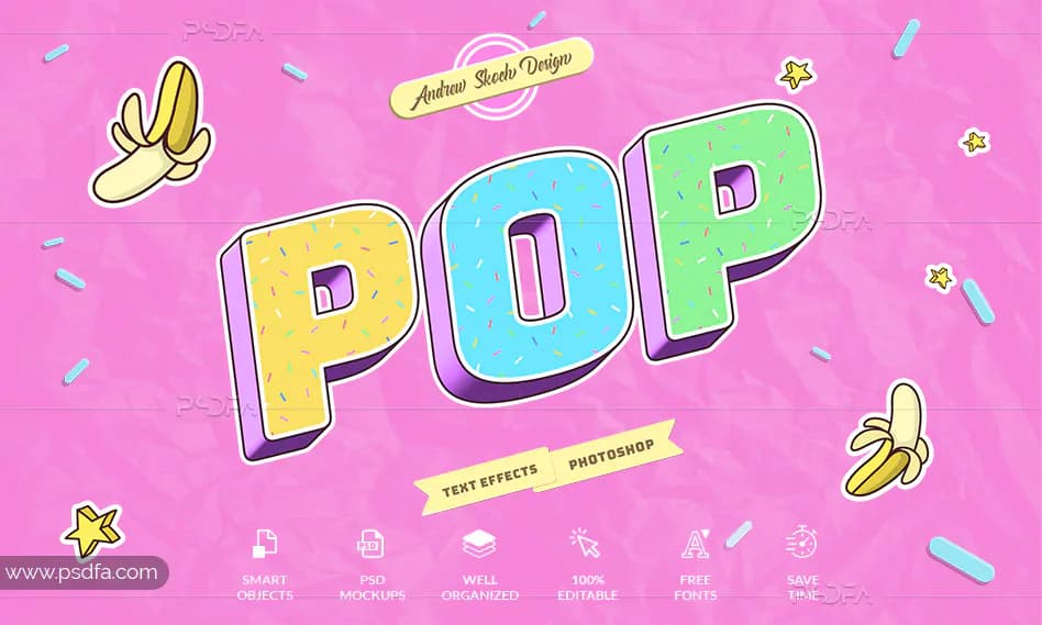 قالب لایه باز افکت متن پاپ آرت – Pop Art Text Effects