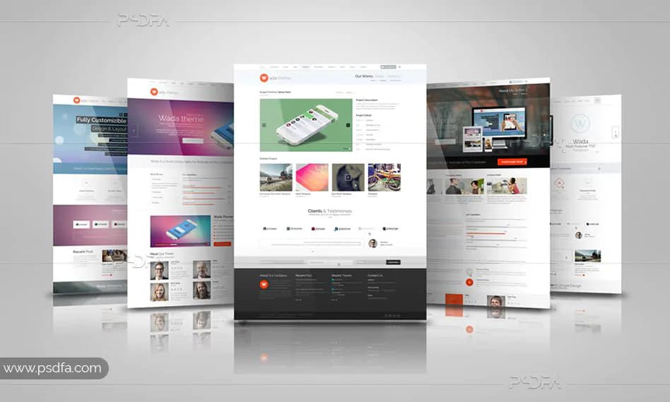 موکاپ نمایش وب سایت به صورت عمودی و ایستاده برای فتوشاپ