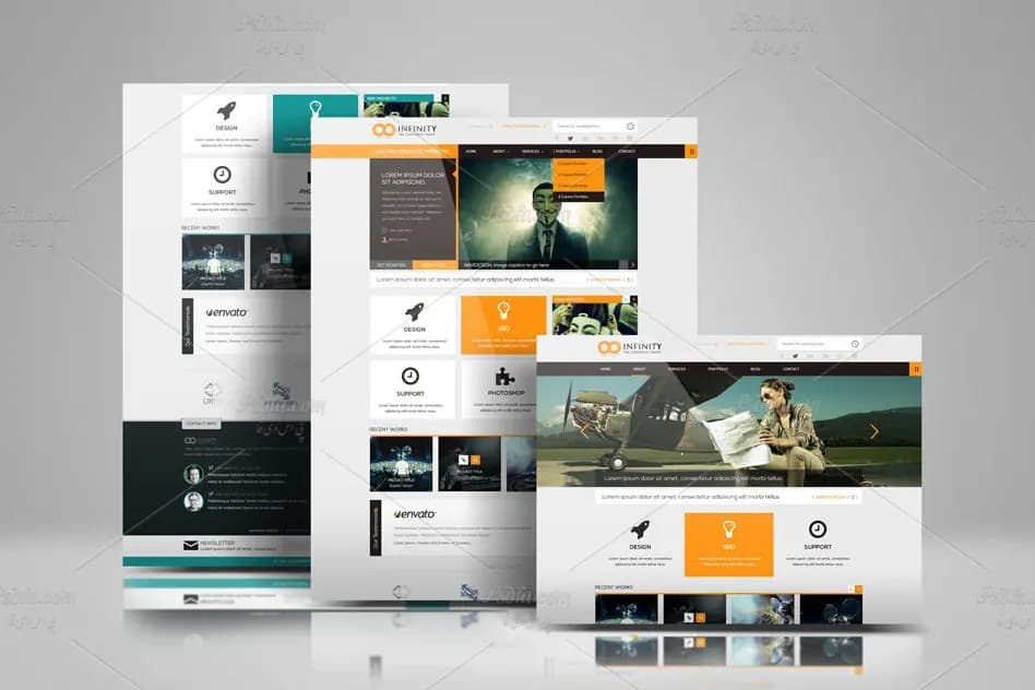 قالب لایه باز موکاپ نمایش وب سایت با افکت رفلکس برای فتوشاپ + آموزش — تصویر ۶