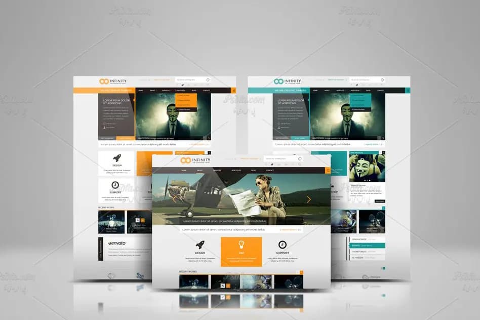 قالب لایه باز موکاپ نمایش وب سایت با افکت رفلکس برای فتوشاپ + آموزش — تصویر ۳