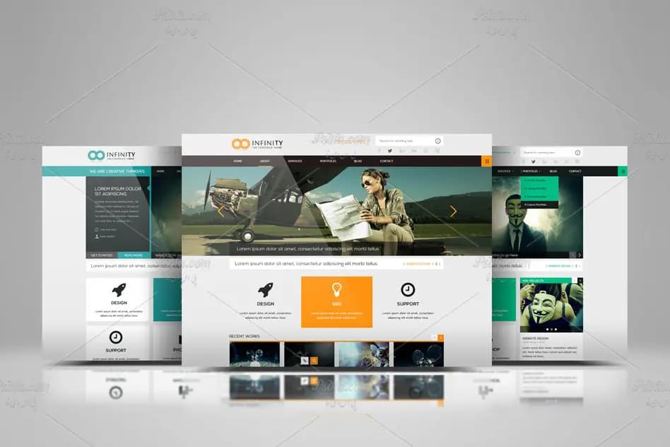 قالب لایه باز موکاپ نمایش وب سایت با افکت رفلکس برای فتوشاپ + آموزش — تصویر ۵
