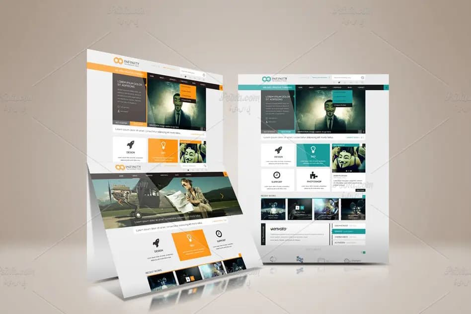 قالب لایه باز موکاپ نمایش وب سایت با افکت رفلکس برای فتوشاپ + آموزش — تصویر ۲