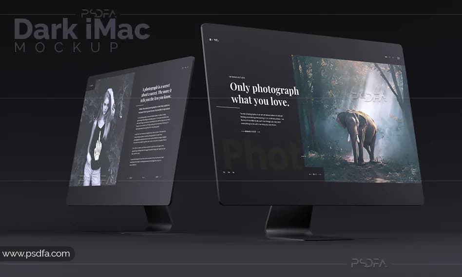 موکاپ آی مک با تم تیره و تاریک Dark iMac Mockup