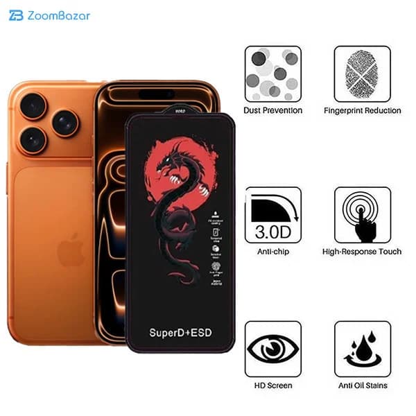 گلس اپیکوی مدل Red Dragon ESD مناسب برای گوشی موبایل اپل iPhone 17 Pro / 17 /16 Pro — تصویر ۵
