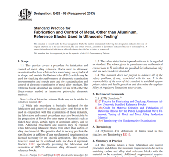 ASTM E428 − Standard Practice for Fabrication and Control of Metal, Other than Aluminum, Reference Blocks Used in Ultrasonic Testing