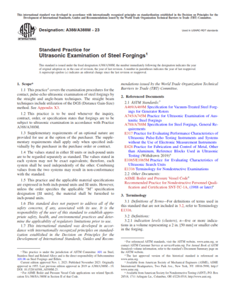 ASTM A388/A388M − 23 – Standard Practice for Ultrasonic Examination of Steel Forgings
