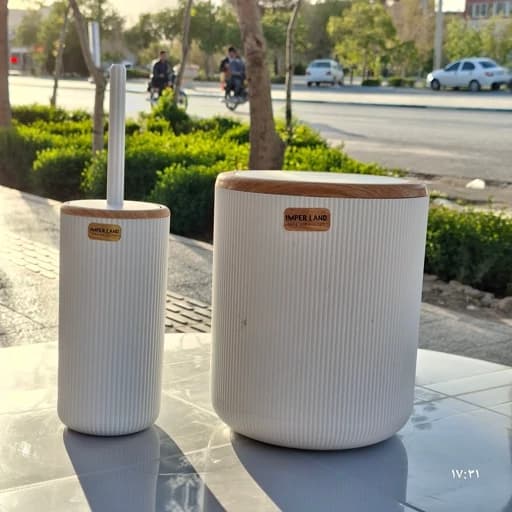 ست بهداشتی کاریزما طرح چوب طوسی و سفید، ست سرویس بهداشتی امپرلند طرح چوب کامنا مدل 13144787