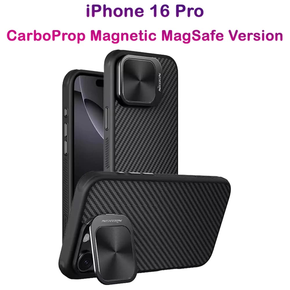 قاب کربنی مگنتی کمرا استند iPhone 16 Pro مارک نیلکین مدل CarboProp Magnetic