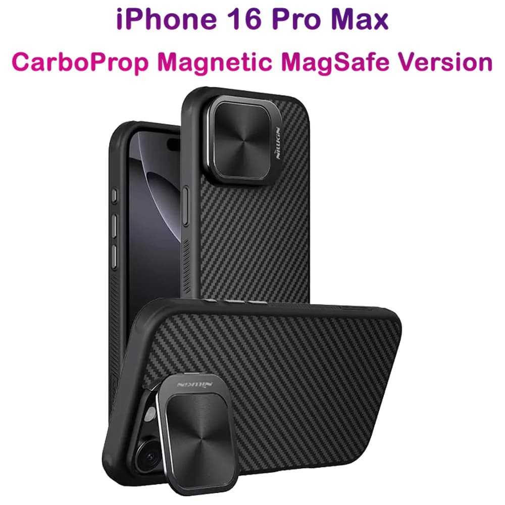 قاب کربنی مگنتی کمرا استند iPhone 16 Pro Max مارک نیلکین مدل CarboProp Magnetic