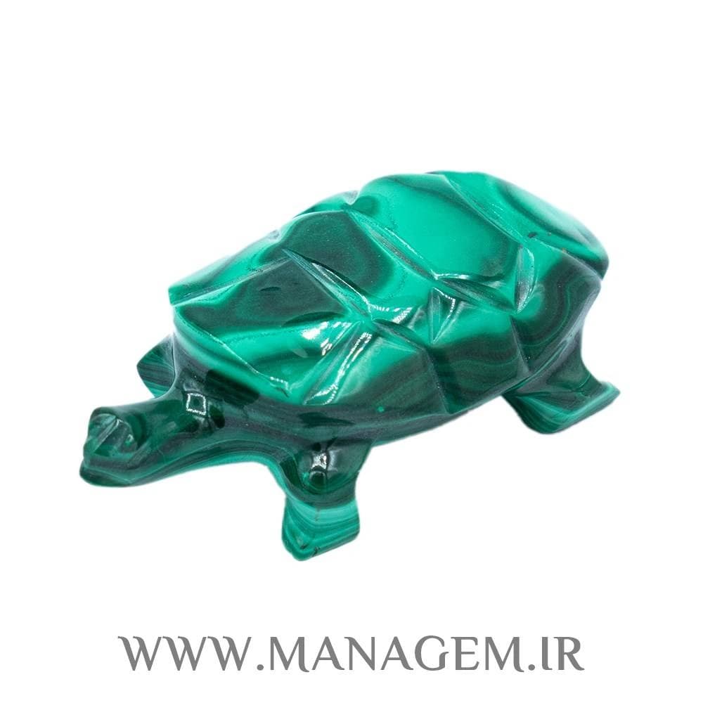 مجسمه سنگ مالاکیت طرح لاک‌پشت (تراش دست)