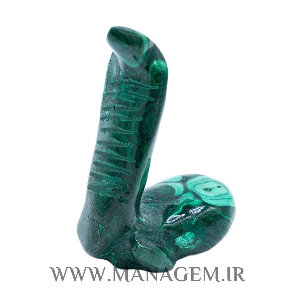 مجسمه سنگ مالاکیت طرح مار (تراش دست)