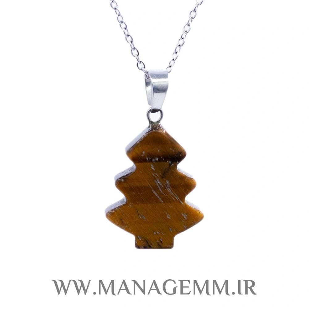 گردنبند سنگ چشم ببر – طرح کاج