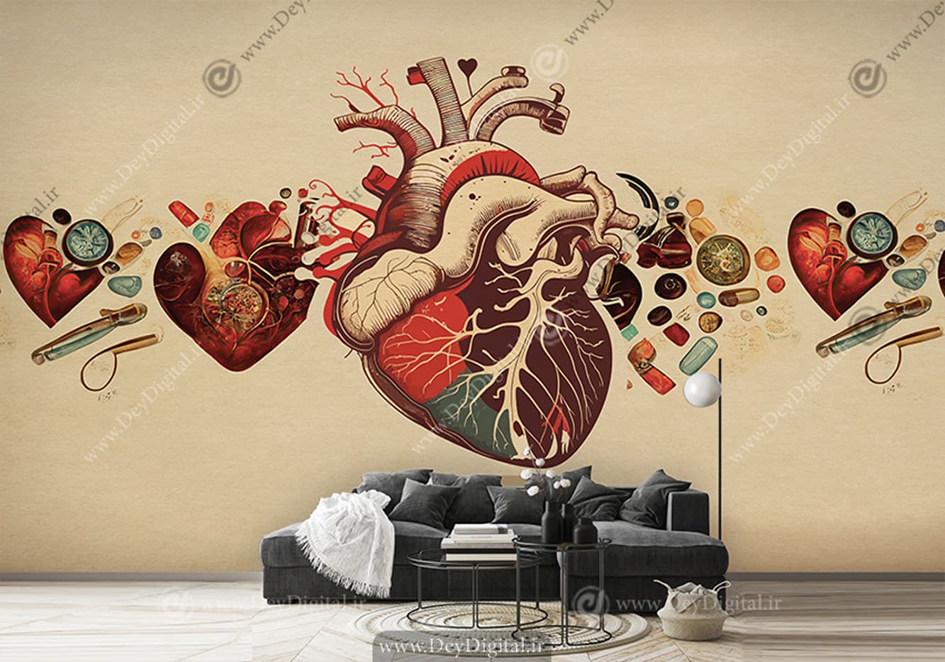 کاغذ دیواری سه بعدی قلب انسان WA-1256