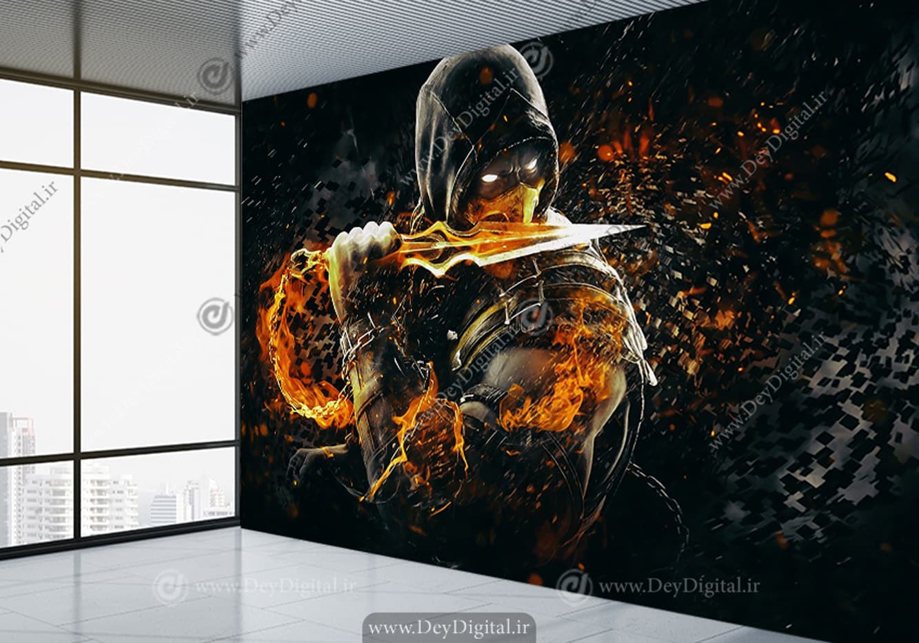 کاغذ دیواری سه بعدی طرح Scorpion شخصیت بازی مورتال WA-1105