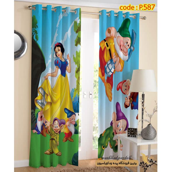 پرده پانچ کودک طرح سفید برفی و هفت کوتوله کد P587