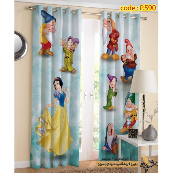 پرده پانچ کودک طرح سفید برفی و هفت کوتوله کد P590
