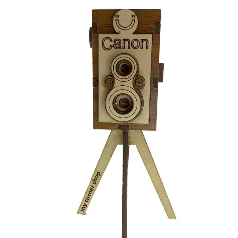 دکوری دوربین پایه دار canon، چوبی، لیزری، منحصر بفرد، کد 039