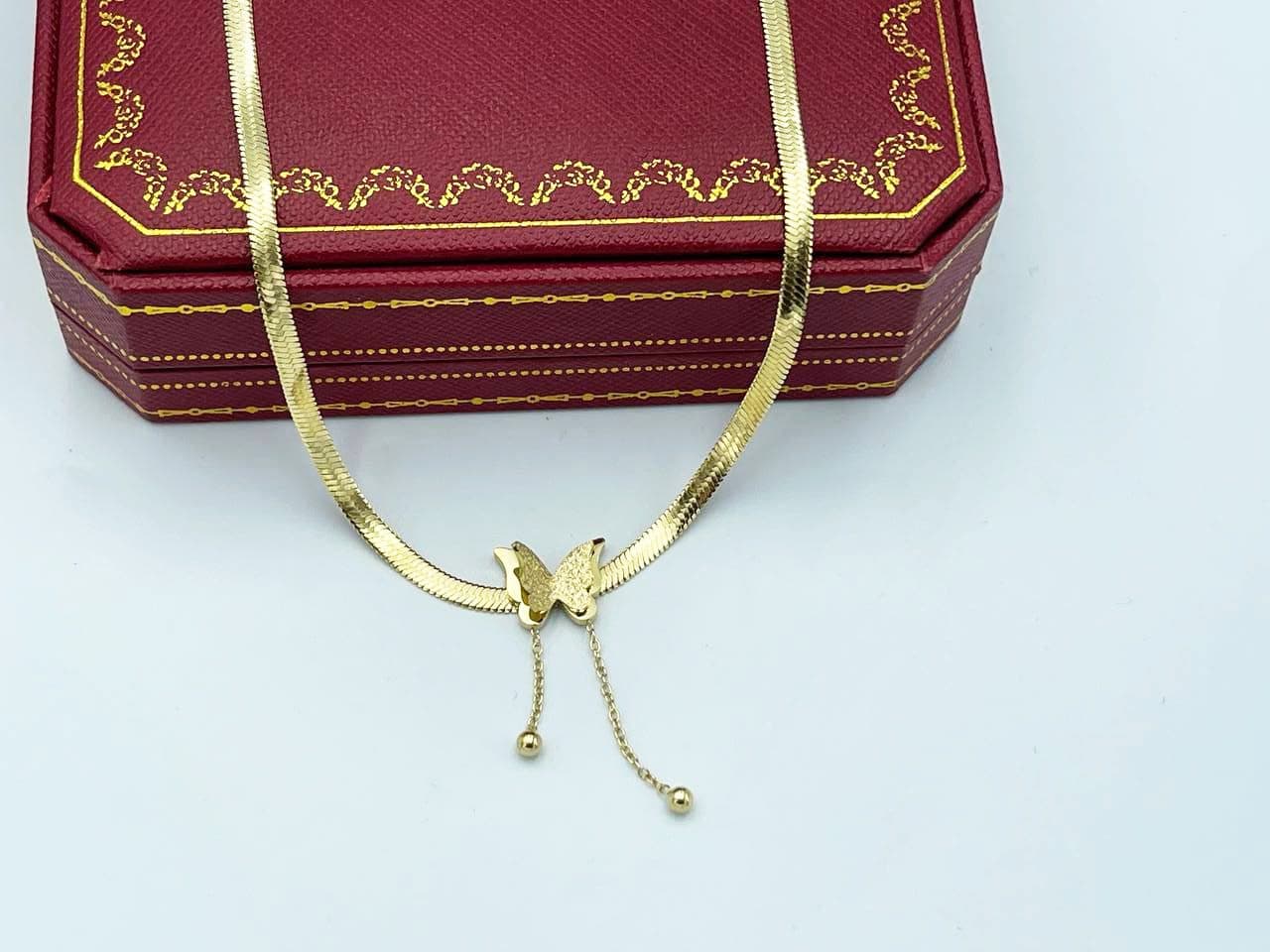 گردنبند ماری با پلاک پروانه آویزدار