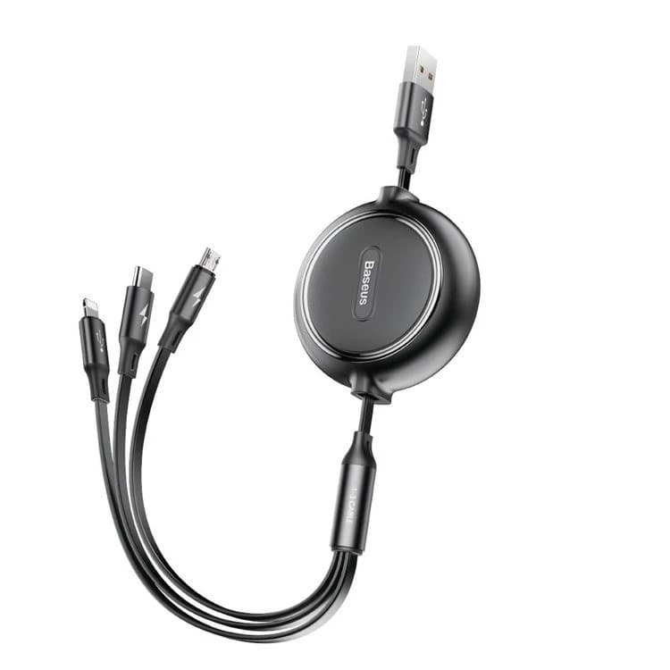 کابل تبدیل USB به USB-C/microUSB/لایتنینگ باسئوس مدل CAMLT-JH01 طول 1.2 متر