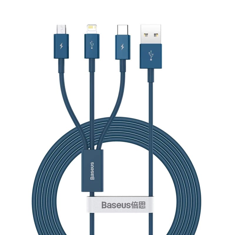 کابل تبدیل USB به لایتنینگ / USB -C / Micro USB باسئوس مدل U-CLM طول 1.2 متر