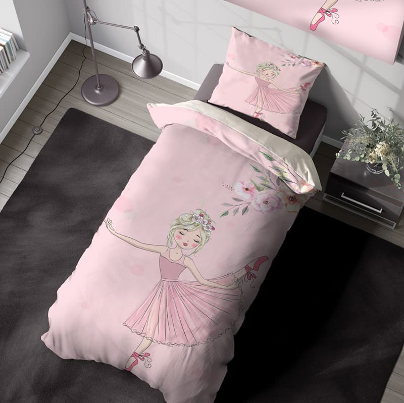 ست روتختی اتاق دخترانه طرح پرنسس زمینه صورتی DC-2168