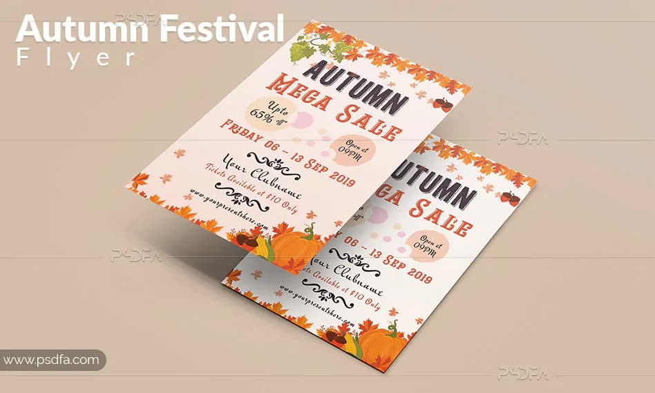 طرح لایه باز پوستر جشنواره فروش پاییزی با فرمت PSD