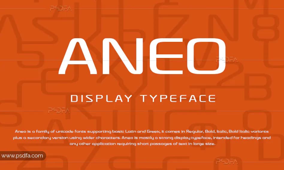 فونت تایپ انگلیسی Aneo با 8 وزن متنوع -Aneo Display Typeface Font