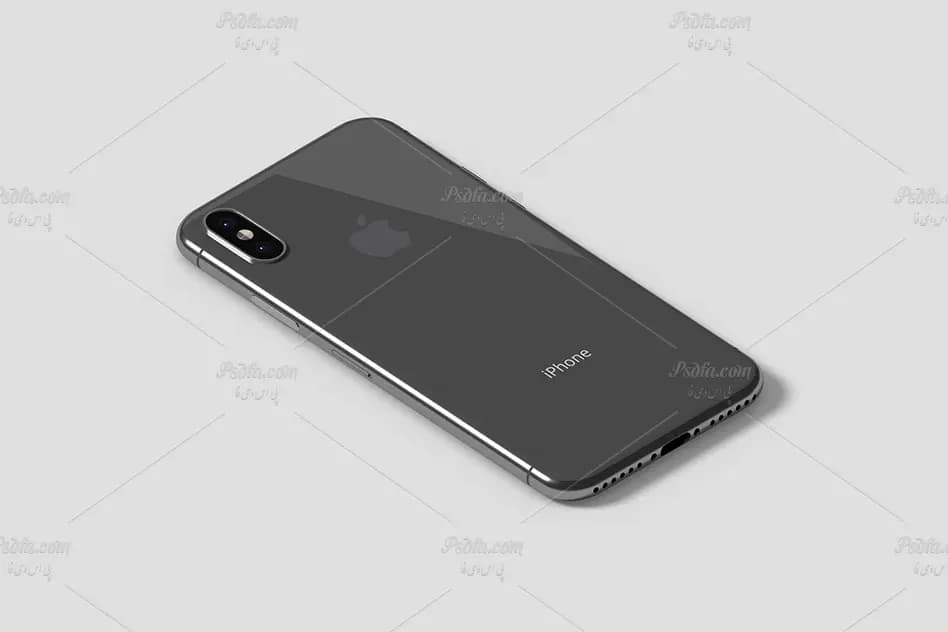 قالب لایه باز موکاپ iPhone X ایزومتریک برای فتوشاپ — تصویر ۴