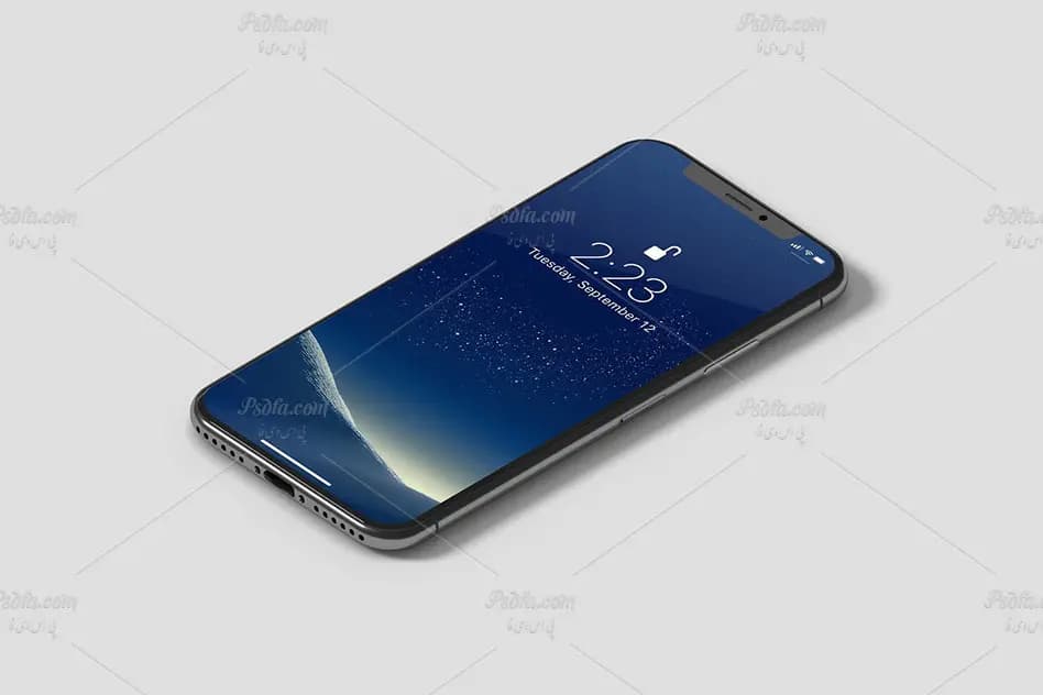 قالب لایه باز موکاپ iPhone X ایزومتریک برای فتوشاپ — تصویر ۵