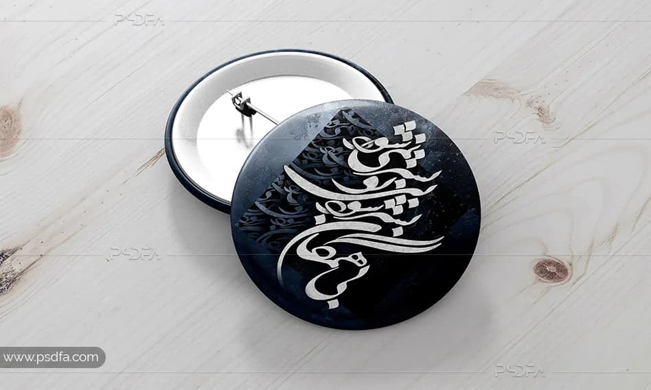 قالب لایه باز موکاپ پیکسل و سنجاق سینه بشقابی برای فتوشاپ