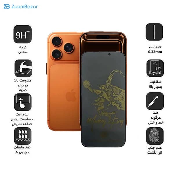 گلس پرایوسی اپیکوی مدل Monkey King pry مناسب برای گوشی موبایل اپل iPhone 17 Pro / 17 / 16 Pro — تصویر ۷