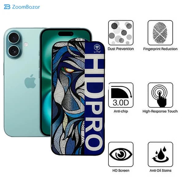 گلس اپیکوی مدل Lion HD Pro مناسب برای گوشی موبایل اپل iPhone 17 Pro / 17 / 16 Pro — تصویر ۳