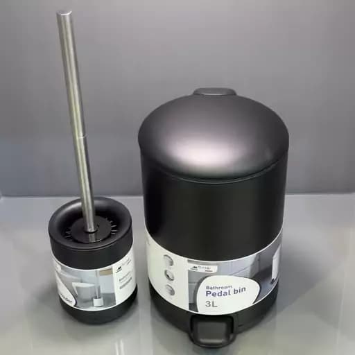 ست سطل و فرچه توالت گرد 3 لیتر ترونی terroni مدل بارابانتیا BRABANTIA کد 855 رنگ مشکی مات کامنا مدل 13144729