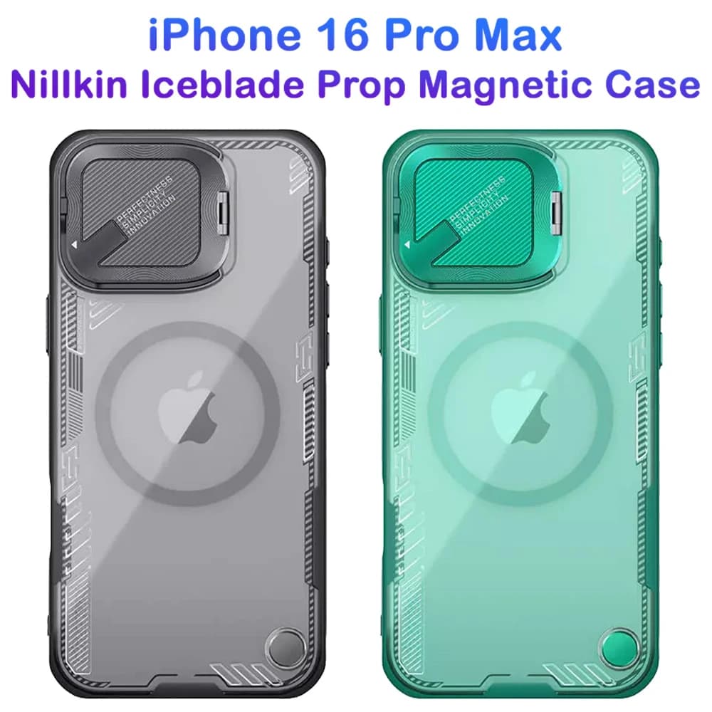 قاب کریستالی مگنتی کمرا استند iPhone 16 Pro Max مارک نیلکین مدل Iceblade Prop Magnetic