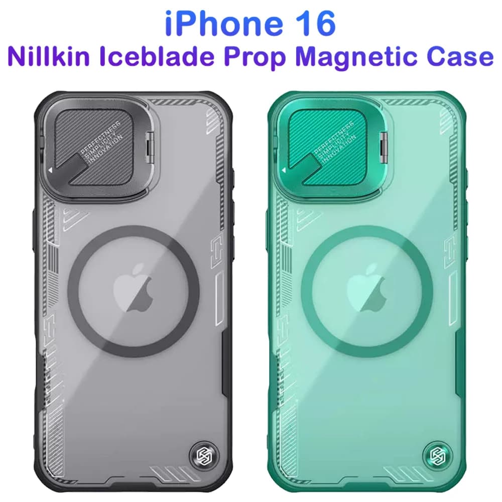 قاب کریستالی مگنتی کمرا استند iPhone 16 مارک نیلکین مدل Iceblade Prop Magnetic