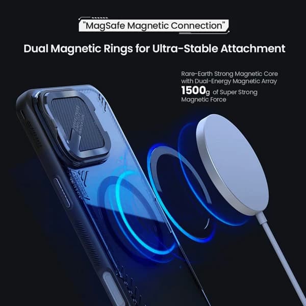 قاب کریستالی مگنتی کمرا استند iPhone 16 Plus مارک نیلکین مدل Iceblade Prop Magnetic — تصویر ۷