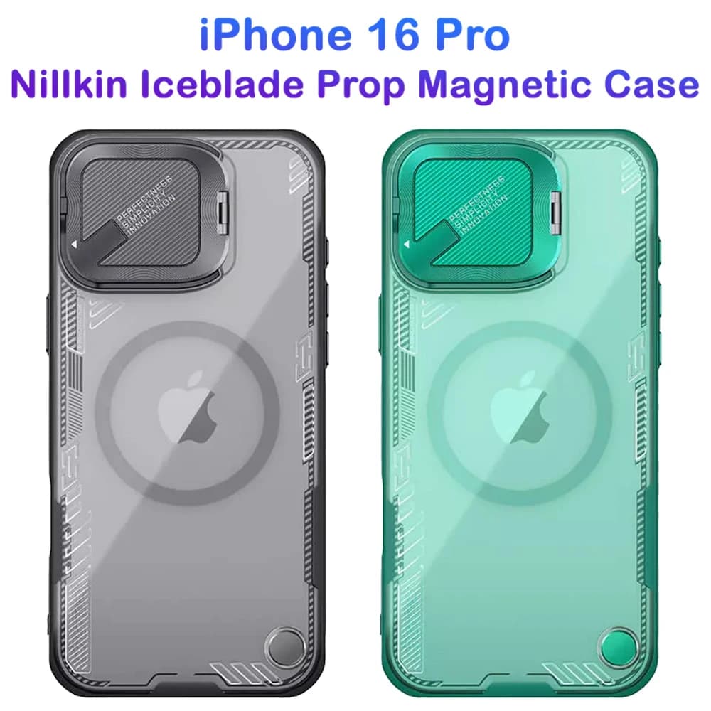 قاب کریستالی مگنتی کمرا استند iPhone 16 Pro مارک نیلکین مدل Iceblade Prop Magnetic