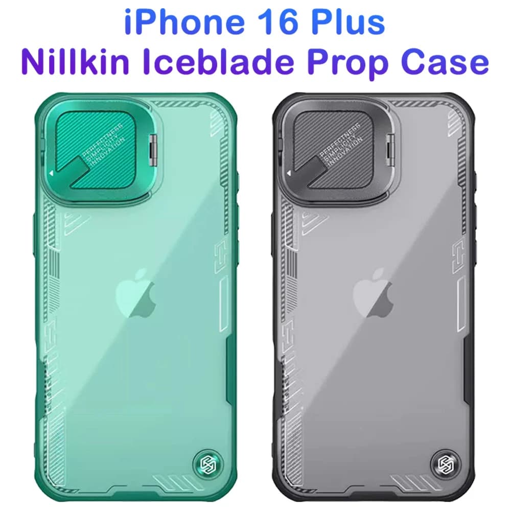 قاب کریستالی کمرا استند iPhone 16 Plus مارک نیلکین مدل Iceblade Prop
