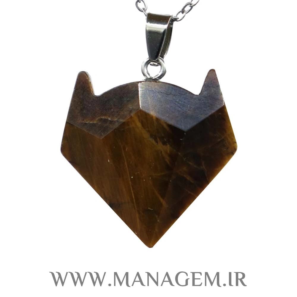 گردنبند سنگ چشم ببر طرح گرگ