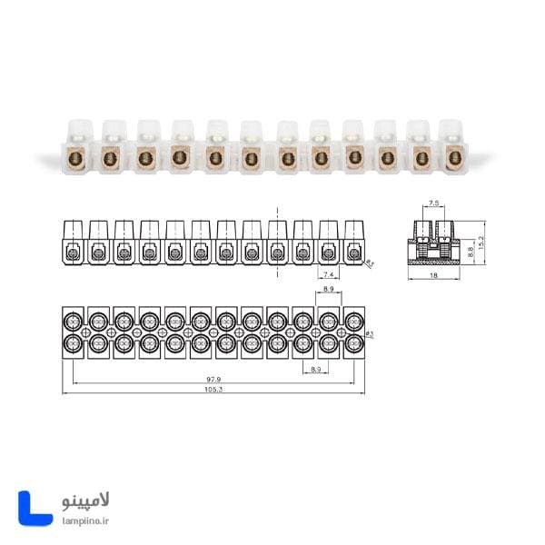 ترمینال برق شاخه ای 12 خانه سایز 6 (30A) رعد گستر